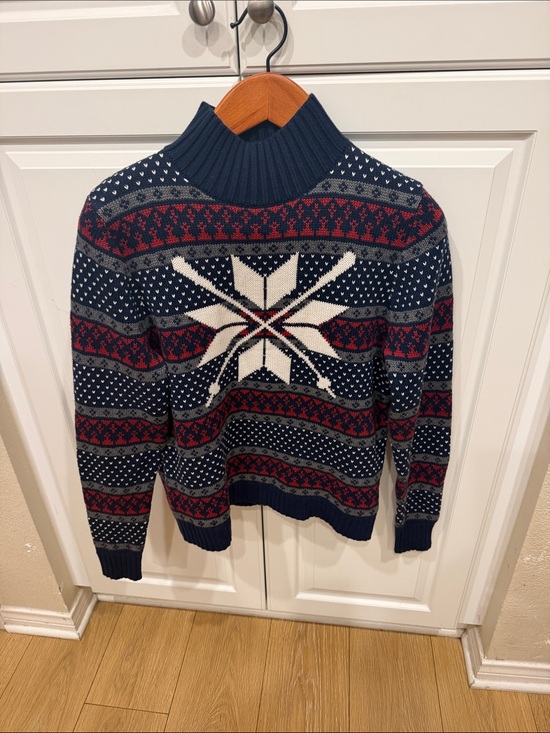 Alp N Rock Sweaters - Alp N Rock Navy Turtleneck Fair Isle Sweater with Red and White Snowflake